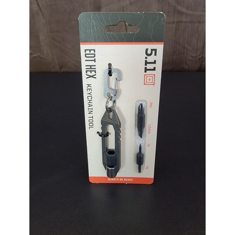 5.11 Tactical EDT Hex Keychain Tool 56672 Tumbled Steel Multi-Tool with Bits - Picture 1 of 2